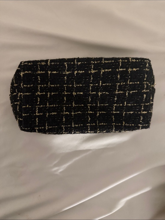 Handbags - Black Tweed Evening Clutch with Gold Thread